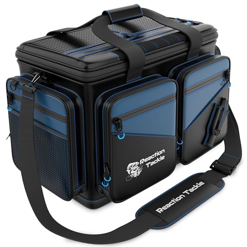 Reaction Tackle Saltwater Fishing Tackle Bags, Water Resistant 1000D PVC Tackle Box Bag with Removable Dividers, Fits 3600 and 3700 Trays, Large - size: Large Bag