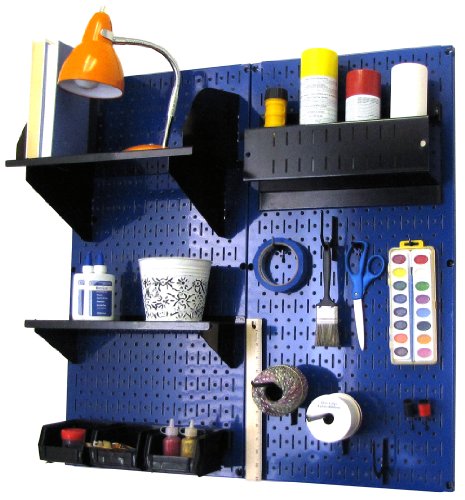 Wall Control Craft & Hobby Pegboard Organizer Storage Kit with Blue Pegboard and Black Accessories - color: Blue Pegboard Black Accessories