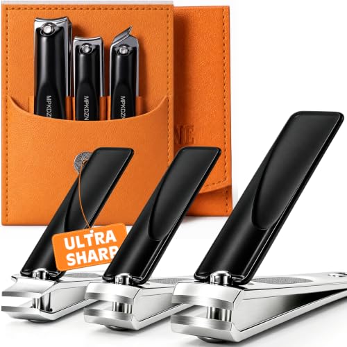 Nail Clippers Set, Fingernail and Toenail Clipper Cutters Kit | Ultra Sharp All-IN-ONE Kit: 15% Thicker Premium Sturdy Podiatrist Toe Nail Care Tools. Perfect Grooming Gifts with Case - color: Black, size: 3-Pack