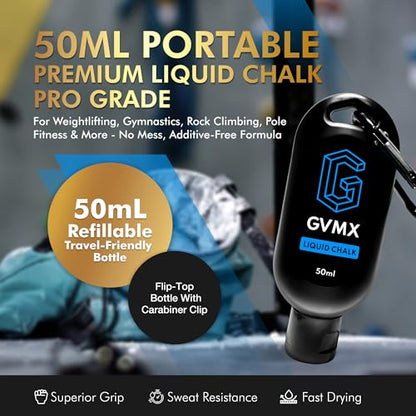 50ML/100ML/400ML Superior Grip Premium Liquid Chalk. Long Lasting Mess-Free Gym Chalk for Weightlifting, Gymnastics, Climbing. Fast Drying Refillable Gym Accessories. Package May Vary. - style: 50ML - 1 Pack