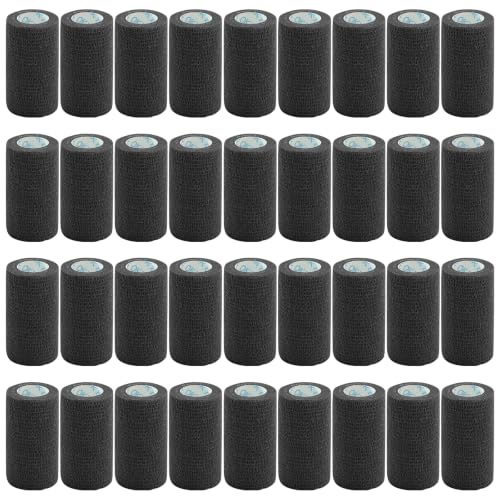 OK TAPE 36 Rolls Self Adhesive Bandage Wrap, Elastic Cohesive Bandage Wrap, Breathable Stretch Athletic Tape for Wrist Ankle Sports Vet Wrap 4" x 5 Yards - Black - color: Black, size: 4inx5yds