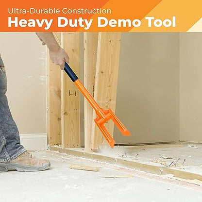48” Demolition Pry Bar & Crowbar – Round Handle Wrecking Bar for Ceiling & Wall Demo – Heavy Duty Nail Puller Tool for Contractors, Firefighters & Home Renovations - size: 48" Round