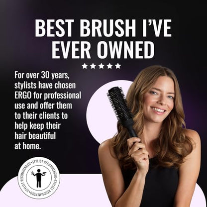 ERGO Ceramic Ionic Round Brush for Blow Out - Salon Quality Hair Brushes for Women - Roller Brush for Blow Drying, Wet and Dry Hair Styling, Volumizing Hair Care - ER65: 2.5" - size: 2X-Large - 2.50 Inch