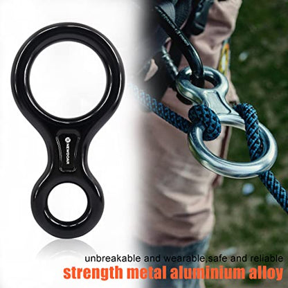 NewDoar Climbing Gear Downhill Equipment, Descender Rappel Rock Climbing Descending Belaying Equipment Rescue Figure 8 Descender Rigging Plate 35KN for Climbing Belaying and Rappeling Device - color: Black