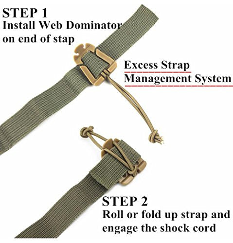 Jadedragon Multipurpose Tactical 360 Rotation D-Ring Clips/Locking Carabiner/Hydration Tube Clips/Elastic String Strap Management Tool for MOLLE Webbing Attachment Backpacks - color: K-Tan