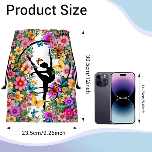 Gym Silhouette Art Grip Bag for Gymnasts Outdoor Sports Small Gymnastic Drawstring Bag - color: Gym Silhouette-multi
