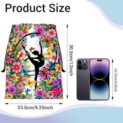 Gym Silhouette Art Grip Bag for Gymnasts Outdoor Sports Small Gymnastic Drawstring Bag - color: Gym Silhouette-multi