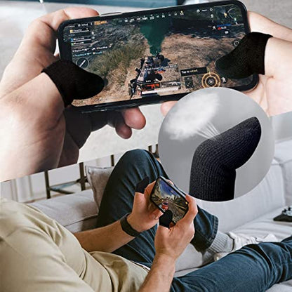 Gaming Gloves for Sweaty Hands, Ultra-Thin Breathable Touchscreen Game Gloves with Thumb Finger Sleeves for iPad Tablet/Mobile Phone - size: Medium