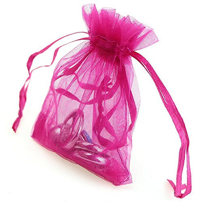 Boshen 100/200PCS Organza Gift Candy Sheer Bags Mesh Jewelry Pouches Drawstring Bulk for Wedding Party Favors Christmas (5" X 7"(200PCS), Hot Pink) - color: Hot Pink-5" X 7"(200PCS)