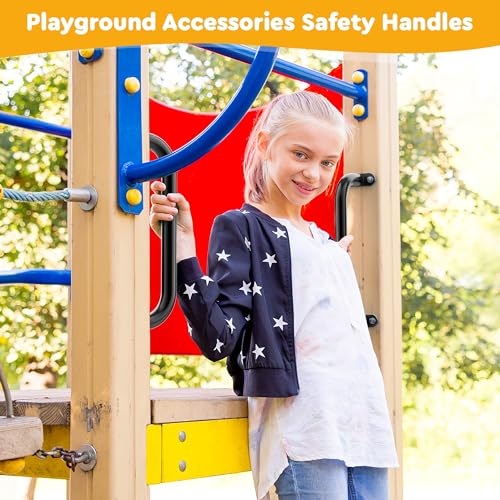 Monkey Bars for Safety Indoor,Outdoor Playground Grab Handles for Backyard,Playset Handle Accessories for Playhouse,Jungle Gym,Rock Climbing Wall Holds,Treehouse Slide-Black,13 in -2 Pcs - size: 13 in