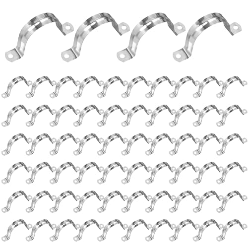 100 PCS 3 Inch Stainless Steel Rigid Pipe Strap, M75 Conduit Clamps, U Bracket Mounting Clamps with Two Hole, U Tube Pipe Clamp for Chemical Industry, Commercial - size: 100 PCS 3 Inch