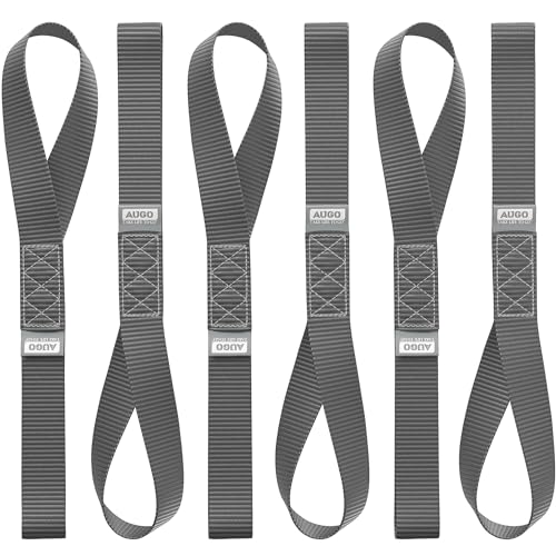 AUGO Heavy Duty Soft Loops –Pack of 6-1.5” x 17” Tie Down Anchor Straps for Use w/Ratchet Strap Hooks – 3000Lb Load Capacity & 10,000Lb Break Strength – Great for Motorcycle, Bike, Roof Rack, Etc. - color: Grey, size: 17 Inch