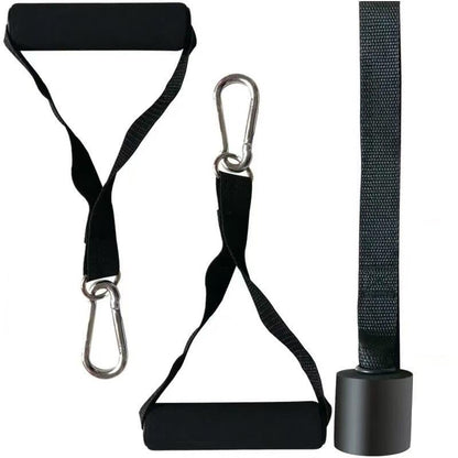 Cable Machine Attachment - Non-Slip Grips for Pulley System with Door Buckle - Durable Home Gym Handle for Pull Downs, Strength Training & Fitness Workouts | Universal Size - Black