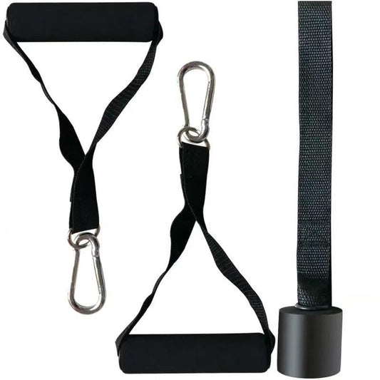 Cable Machine Attachment - Non-Slip Grips for Pulley System with Door Buckle - Durable Home Gym Handle for Pull Downs, Strength Training & Fitness Workouts | Universal Size - Black