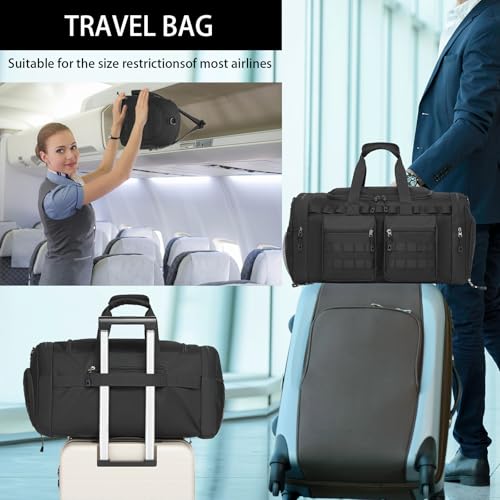 Tactical Gym Bag for Men,Carry On Duffel Bag with Shoe Compartment Gym Duffle bags for Travel Military Duffle Bags with Molle System for Weekend Overnight bag