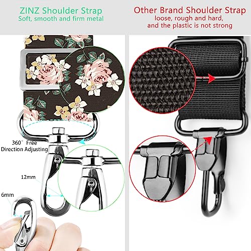 ZINZ Shoulder Strap 78" Universal Handbag Strap with Ultra-thick Fixed Padded and Dual Balanced Adjustable Buckles Shoulder Crossbody Strap for Briefcase Messenger Bag Laptop bag Luggage，Black rose - color: Black Rose