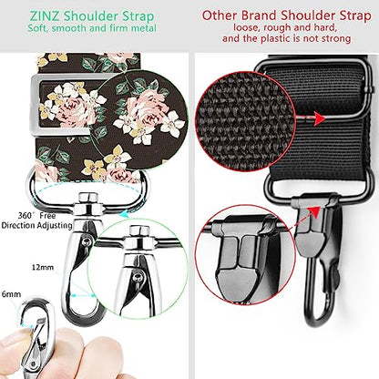 ZINZ Shoulder Strap 78" Universal Handbag Strap with Ultra-thick Fixed Padded and Dual Balanced Adjustable Buckles Shoulder Crossbody Strap for Briefcase Messenger Bag Laptop bag Luggage，Black rose - color: Black Rose