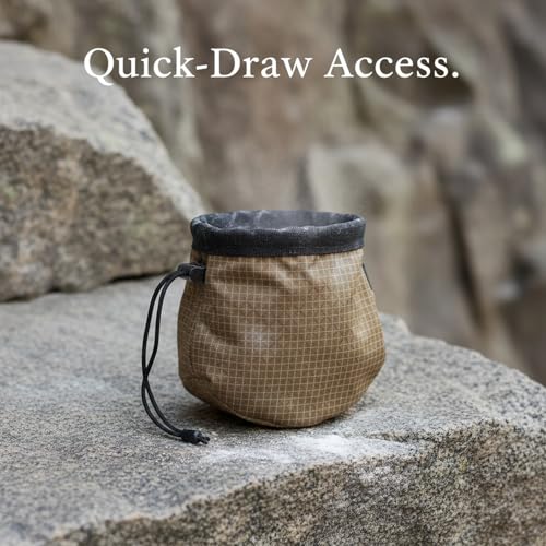 Climbing Chalk Bag with Drawstring Closure - Lightweight Waist Pouch for Rock Climbing, Bouldering & Gym Training (6.7 Inch Opening) - color: Brown
