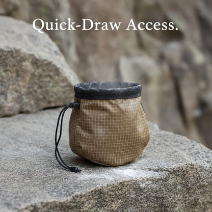 Climbing Chalk Bag with Drawstring Closure - Lightweight Waist Pouch for Rock Climbing, Bouldering & Gym Training (6.7 Inch Opening) - color: Brown