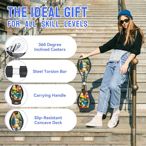 Simcat Caster Board, Skateboard with 360-degree Casters and Illuminating Wheels, Lightweight Durable Twistboard for Kids, Teenagers and Adults - color: 3