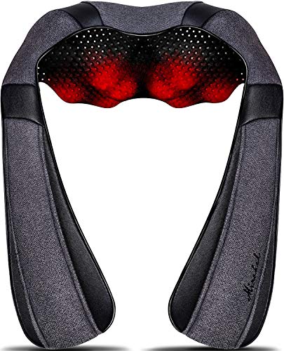 Mirakel Gifts for Women Men, Neck Massager for Pain Relief Deep Tissue, Electric Shiatsu Shoulder & Back Massager with Heat, Christmas Mom Dad Gifts for Wife Husband Her Him Fathers Day (NOT Cordless) - color: Gray