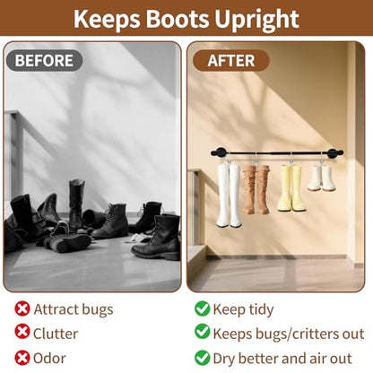 TBWHL Metal Wall-Mounted Boot Rack Hanging Shoe Rack Wall Mounted Organizer Tall Boots for Dorm Room, Closet, Entryway, Bedroom,Bedroom, Patio Outdoor, Hallway, Black, Tall Boots Hanging for 8 Pairs