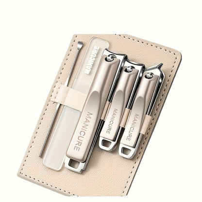 5Pcs Carbon Steel Nail Clippers Set Heavy Duty Sharp Tools for Thick Nails Manicure Pedicure Kit with Travel Case