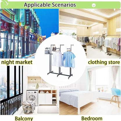 Floor Standing Metal Garment Rack - Heavy Retail Display Racks With Wheels | 6 Arms Clothing Rack, Square Tubing Portable Shirt Rack, Merchandise Display RackFor Hanging Clothes (Pink) - color: Pink
