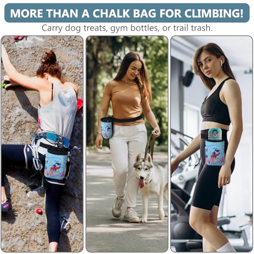 Shark Chalk Bag Animal Adventure Edition Chalk Bags for Rock Climbing Climbers Bouldering Gyming Sports Gift for Adults Kids Teenagers, Carry Dog Treats, Gym Bottles, Trail Trash