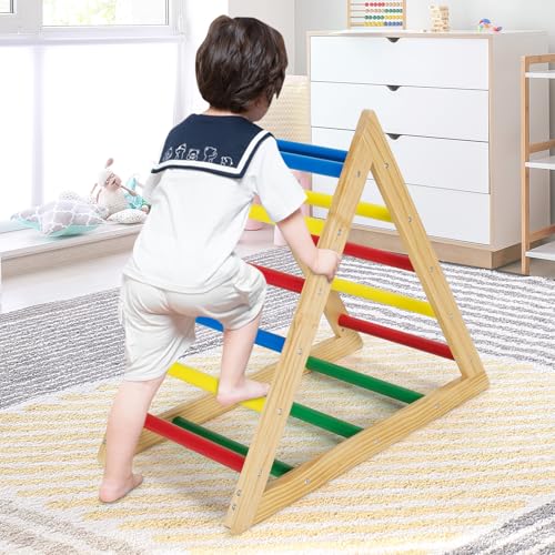 GLACER Triangle Climber, Kids Wooden Climbing Triangle Ladder, 3 Levels Climbing Difficulty, Indoor Climbing Toys for Playground, Kids Climber Ladder Equipment, Play Gym Set Boys Girls Gift