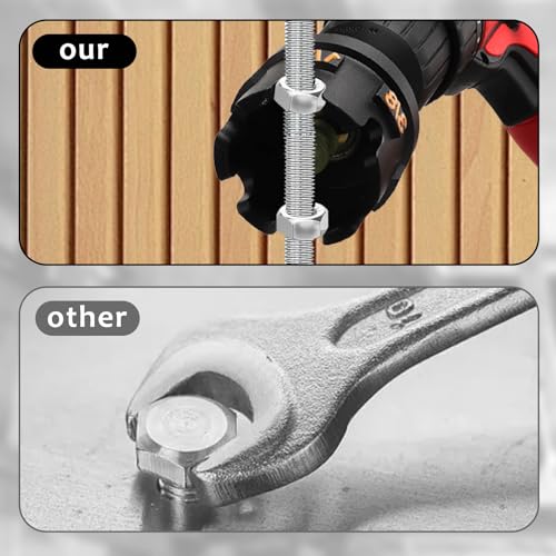 Nut Zipper Drill Attachment for Fast Nut and Bolt Removal, Aluminium Alloy Hex Shank Nut Driver for 1/4", 3/8", and 1/2" Threaded Rods,Fast Nut and Bolt Removal for Conduit Racks,Strut Systems 1 piece