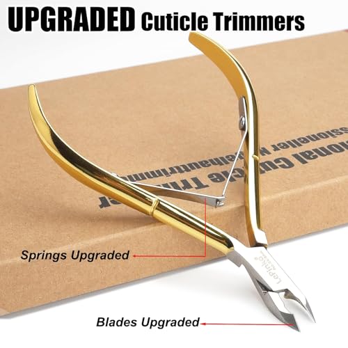 4 Packs Upgraded Cuticle Trimmer kit, 5mm Jaw, Golden | Upgraded Blades and Springs, Sharp and Labor-saving Dead Skin Clipper Tool for Women and Men - color: Golden