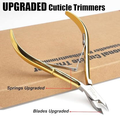 4 Packs Upgraded Cuticle Trimmer kit, 5mm Jaw, Golden | Upgraded Blades and Springs, Sharp and Labor-saving Dead Skin Clipper Tool for Women and Men - color: Golden