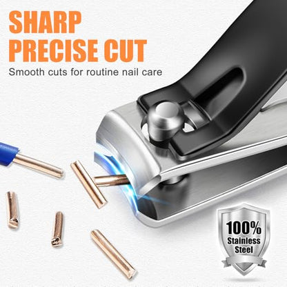 DRMODE Finger Nail Clippers Adult - 8 Pack Nail Clippers Set for Men Women with Nail File, Sharp Stainless Steel Fingernail & Toenail Clippers Curved Cutter Trimmer - style: 8 Pack -Black