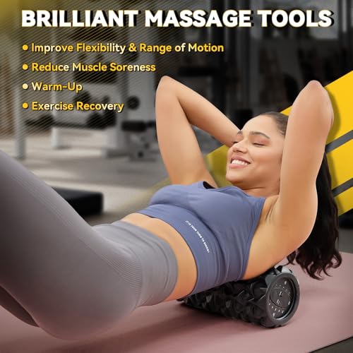 Vibrating Foam Roller for Muscle Recovery, 5-Speed, Rechargeable | High-Density Massage Roller for Physical Therapy, Back Pain Relief & Deep Tissue Massage, Exercise Roller Massager, 2 Modes