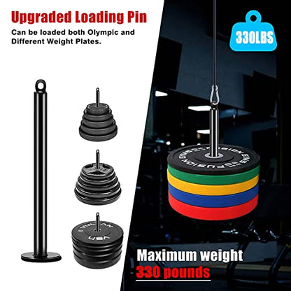 Mtgluk Cable Pulley System Upgraded DIY LAT and Lift Weight Pulley Machine Attachment Home Gym Forearm Wrist Roller for Triceps Pull Downs Biceps Curl Forearm Shoulder - color: Straight + Tricep