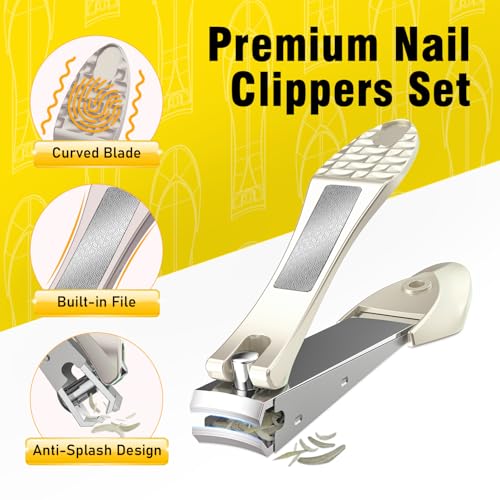 Nail Clipper Set,Premium Stainless Steel Fingernail and Toenail Clipper Cutters with Nail File and Catcher, Sharp Effortless Nail Clippers Tools for Men & Women - size: Gold 2Pcs