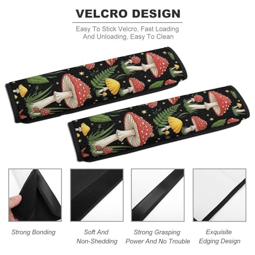 2 Piece Soft Padded Car Seat Belt Pad for Elderly Support, Stroller Pushchair High Chair, Wild Mushrooms Shoulder Harness Cover, Shock Absorption - color: Pattern 956