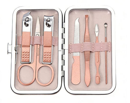 Nail Clipper Manicure Set, 7 in 1 Stainless Steel Professional Pedicure Kit Nail Scissors Grooming Kit with PU Leather Case for Travel & Home Use - size: 7 In 1