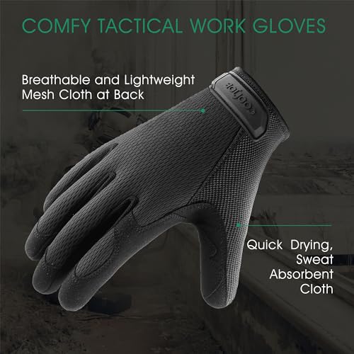 COOLJOB Touchscreen Utility Work Gloves for Men, Breathable Cooling Safety Gloves for Camping, Gardening, Hiking, Running and Driving, Lightweight and Flexible, Black XL - size: X-Large