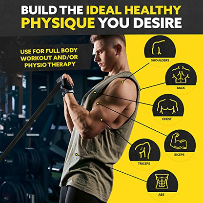 Long Resistance Bands Set, 5 Pull Up Assistance Bands for Working Out | 5 resistance levels, natural latex construction, exercise bands for strength training, stretching and physical therapy - color: Black