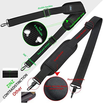 ZINZ Shoulder Strap 78" Universal Bag Strap with Ultra-thick Fixed Padded and Dual Balanced Adjustable Buckles for Briefcase, Travel Bag, Laptop Bag, Crossbody bag - Black - color: Black