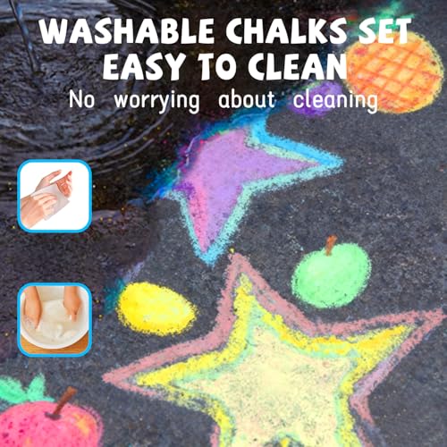 VEESA Sidewalk Chalk for Kids, Bucket Pack (46 Count + 2 Chalk Holders) | Jumbo Washable Non-Toxic for Driveway Outdoor Activities - size: 1 Count (Pack of 48)