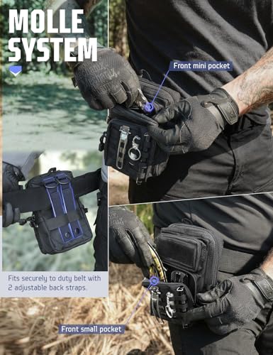2 Pack Molle Accessories Tactical EDC Pouch, Small Tool Bag, Utility Phone Holder IFAK for Duty Belt, Backpack, Vest (Includes 2 US Flag Patch) - color: Black