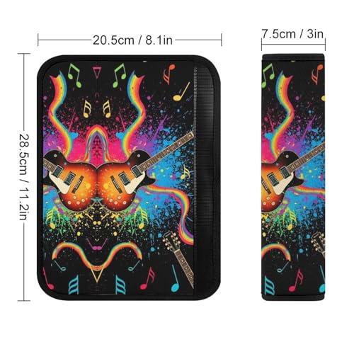 2 Pack Guitar Music Rock Musical Guitar Players Car Seat Straps Shoulder Pads Soft Padded Seat Belt Cushion for Kids, All Vehicles, Pressure Relief - color: Pattern 350