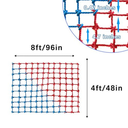 Climbing Cargo Net, Polyester Playground Climbing Net, Heavy Duty Large Military Climbing Net for Kids Outdoor, Kids Safety Protection Net, Rope Ladder, Jungle Gyms, Swingset, Treehouse - size: 4ft x 8ft