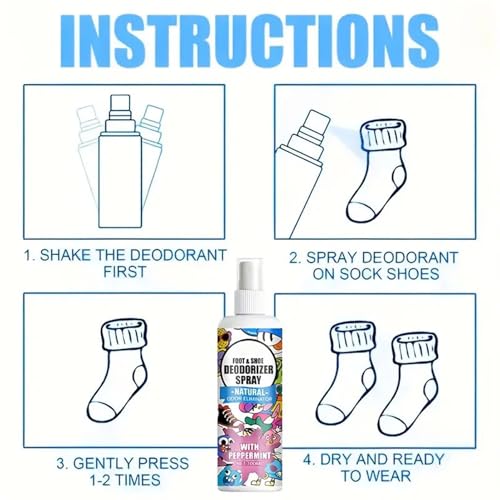 Shoe Spray Deodorizer 100ml Smell Eliminator Spray for Footwear | Footwear Odor Removal Mist for Travel Hiking Home Tennis Leather Fabric Canvas Sneaker