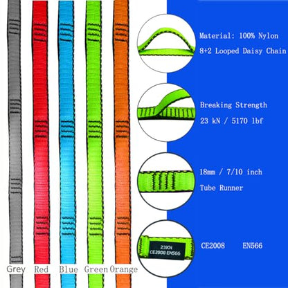 53 Inches Nylon Daisy Chains Rope Climbing Lanyard Straps Looped Strong Slings 23 kN Aerial Yoga Webbing - color: 3PCS Green