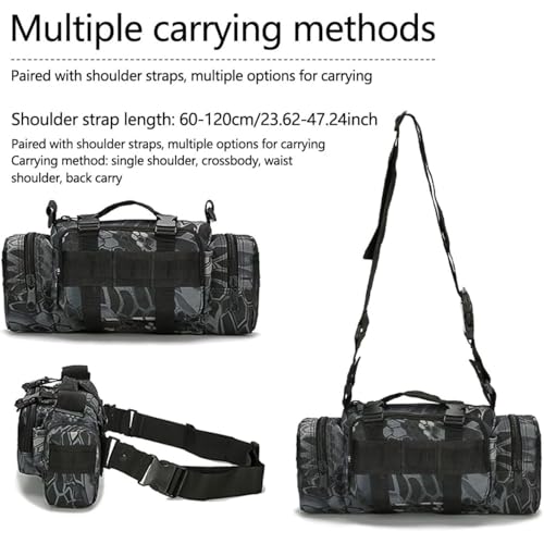 Tactical Duffel Bags for Men, 3P Military Waist Packs EDC Utility Pouch Crossbody with Shoulder Strap Hand Carry (Black) - color: Black