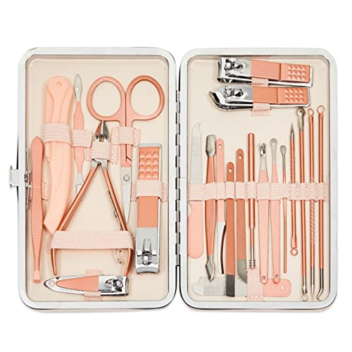 Okuna Outpost 23-Piece Manicure Pedicure Kit - Compact Travel Nail Kit - Precision Nail Clipper Set with File, Tweezers & Cuticle Trimmer - Ingrown Toenail Treatment Tools